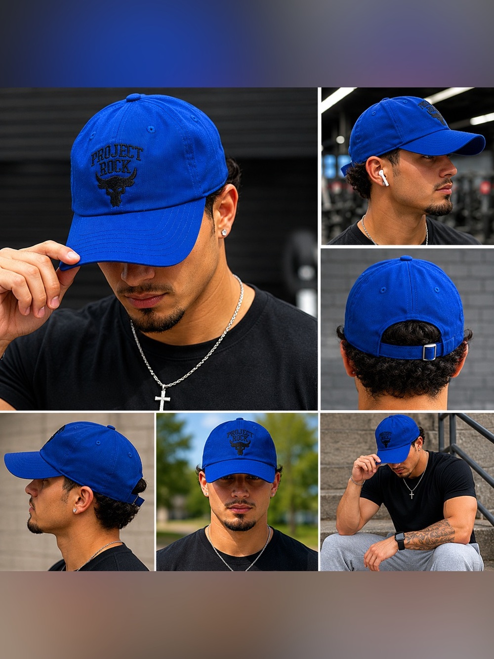 UA Project Rock Blue Strapback Hat NWT